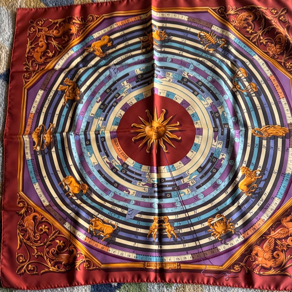 Hermes Zodiac Silk Scarf.